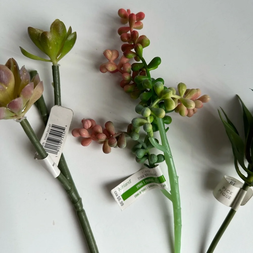 NWT Artificial Succulent Arrangement - Green and Brown set of succulents
